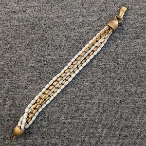 3/$15 | Vintage Napier 5-Strand Bracelet, White Enamel and Gold Toned